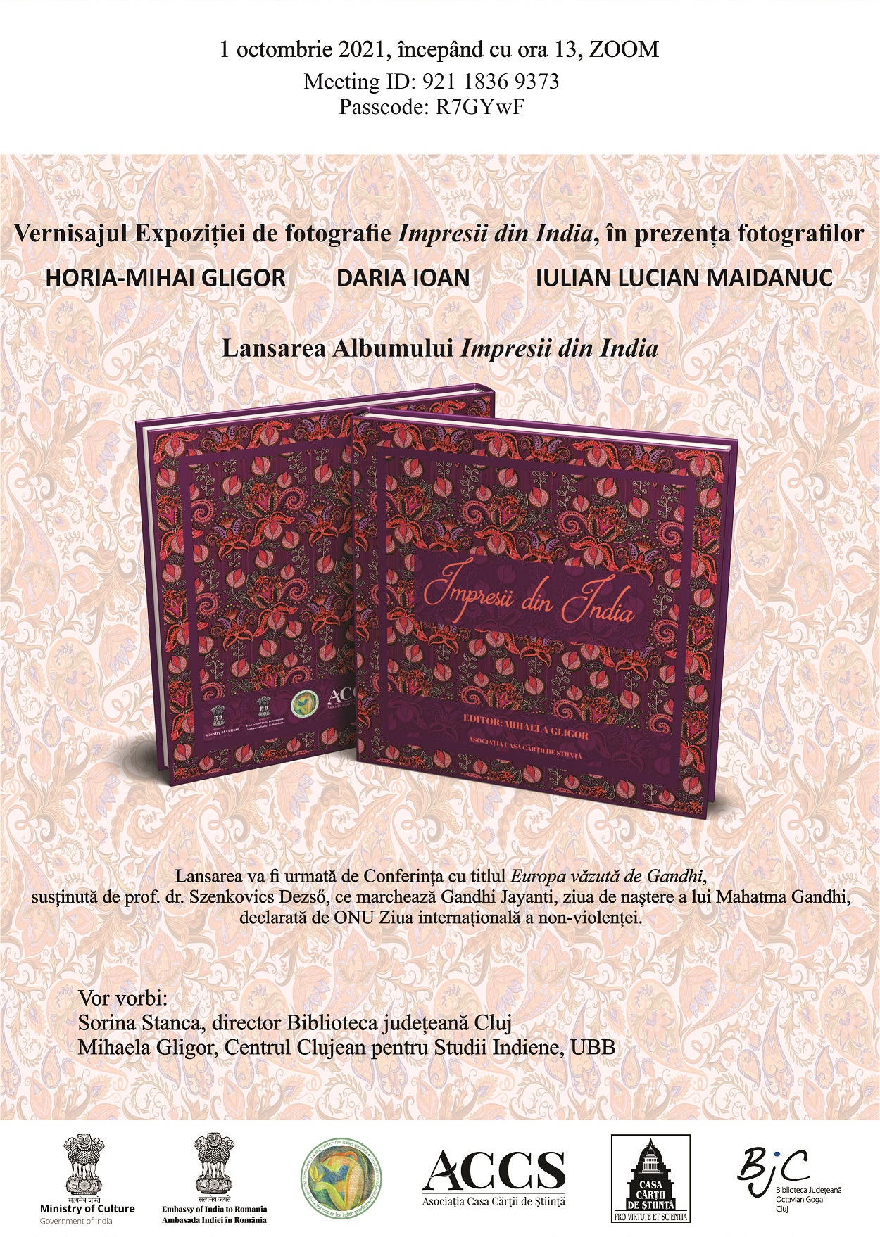 Expoziție, lansare și conferință la Cluj Center for Indian Studies