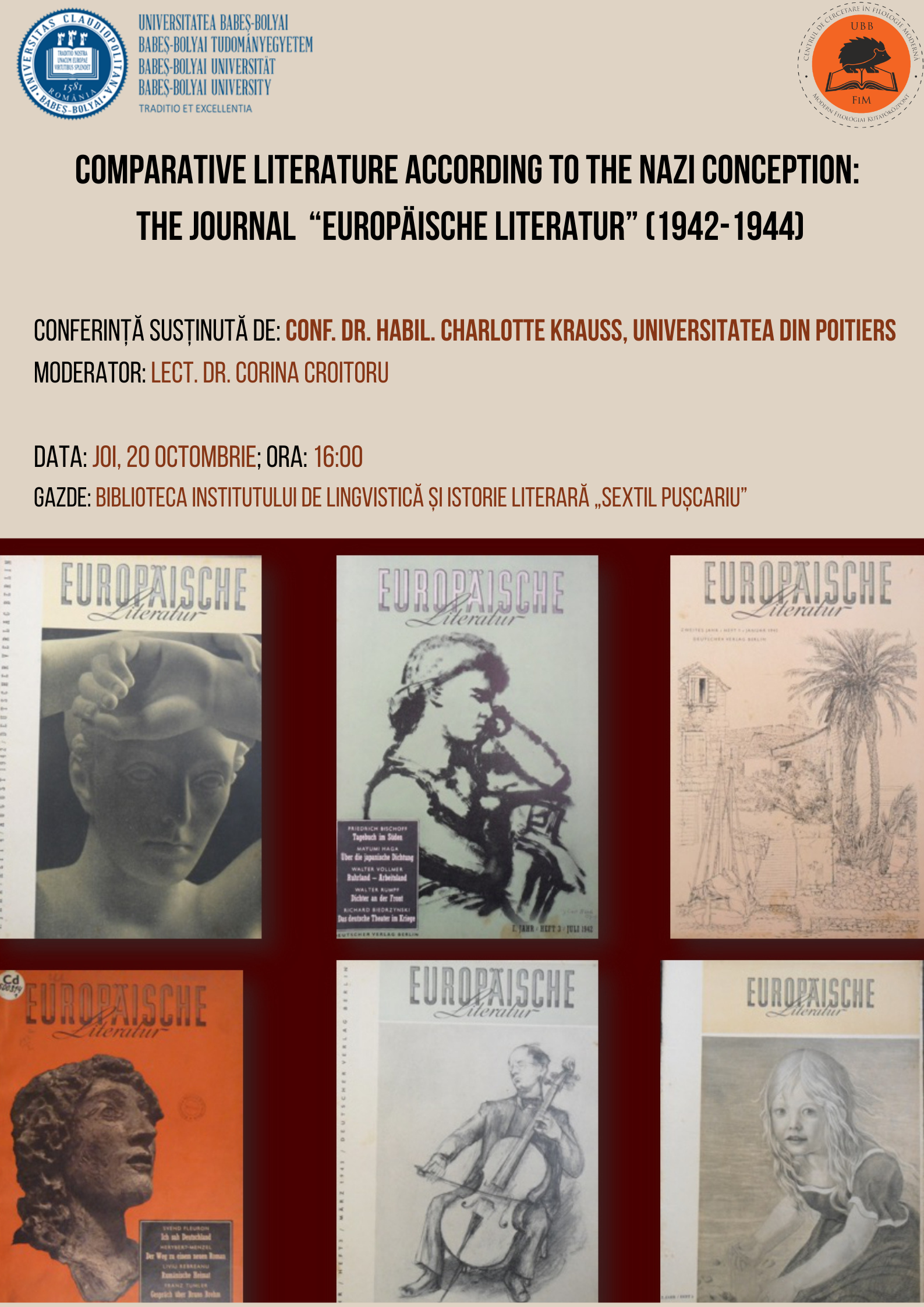 Conferința „Comparative literature according to the Nazi conception: the journal «Europäische Literatur» (1942-1944)”